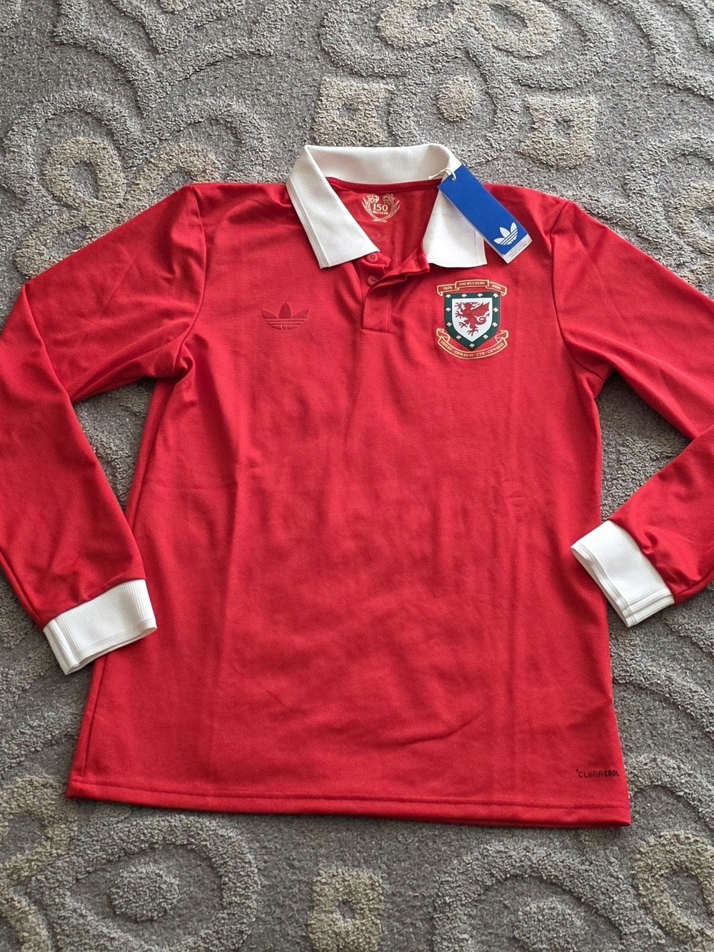Adidas Wales 150th Anniversary Long Sleeve Home Jersey Men's Size M